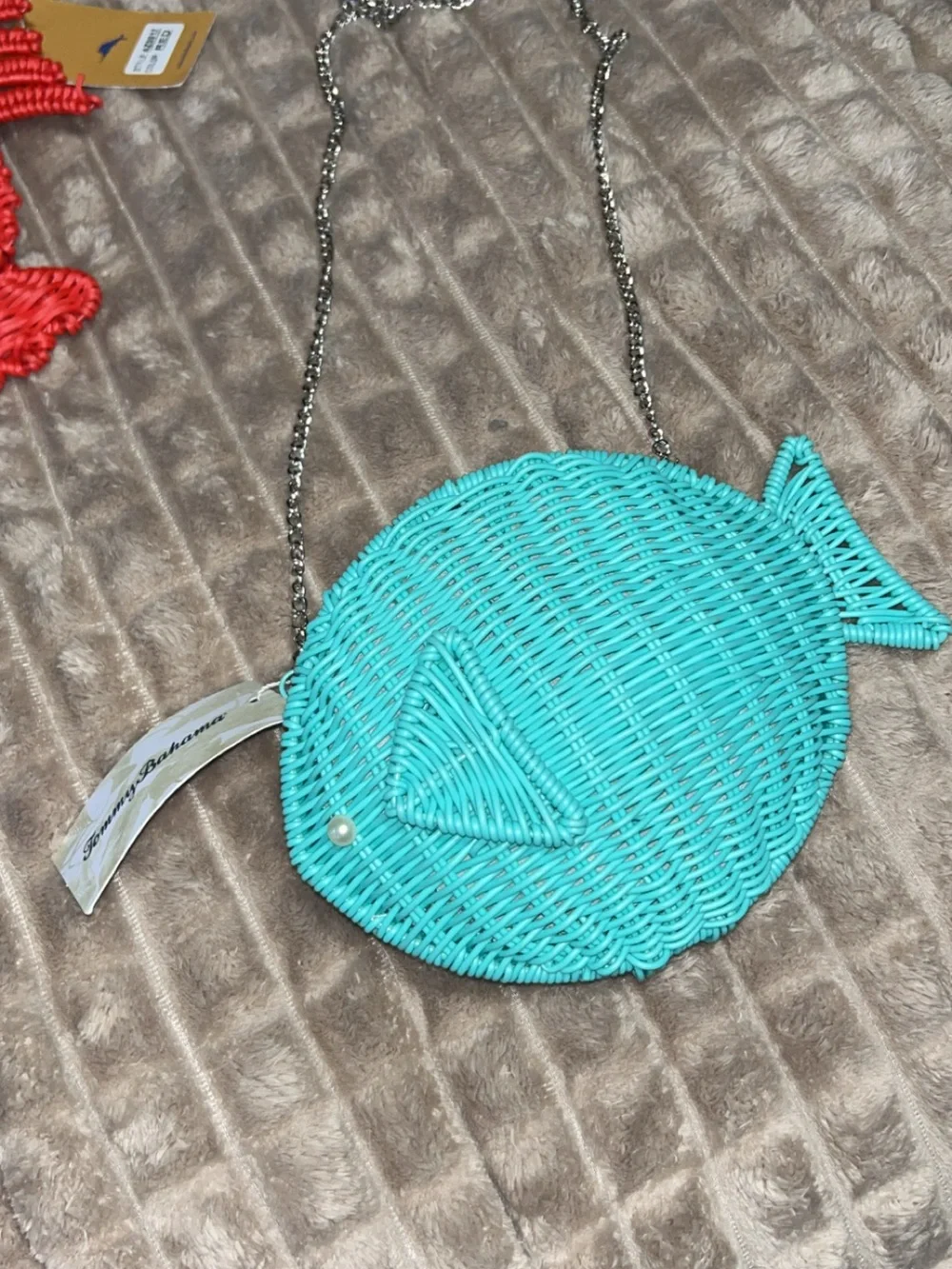 NWT Tommy Bahama Aqua Turquoise Woven Fish Crossbody Bag BUNDLE&SAVE